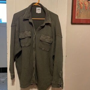 Green Aerie lumberjane waffle shirt